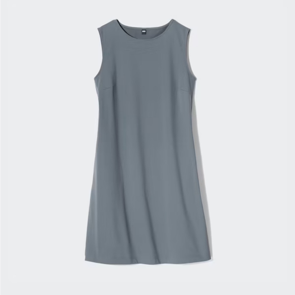 Uniqlo sleeveless crew neck oversized minimalist midi dress‎ size M grey
